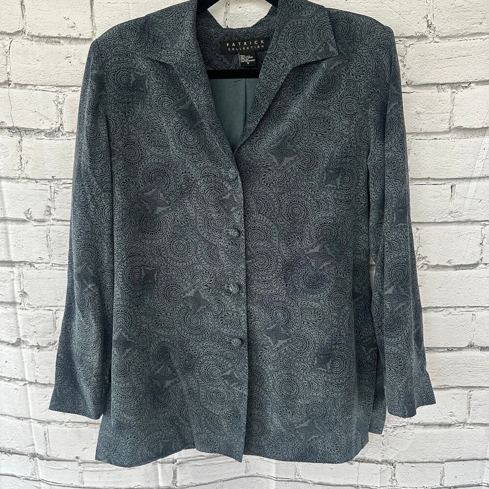 Preowned Unique 100% Silk Paisley Blazer Size 8 Patrick Collection Boho Baroque